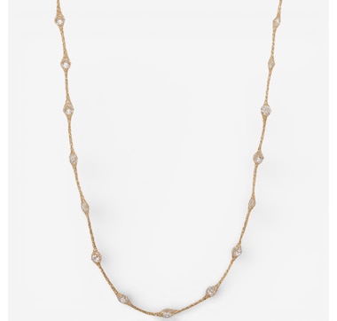 Trugold 10K Yellow Gold Tuscan Cubic Zirconia Crochet Primavera Necklace