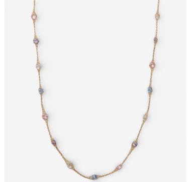 Trugold 10K Yellow Gold Tuscan Cubic Zirconia Crochet Primavera Necklace