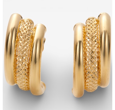 Uno A Erre 18K Yellow Gold Triple Row Textured Earrings