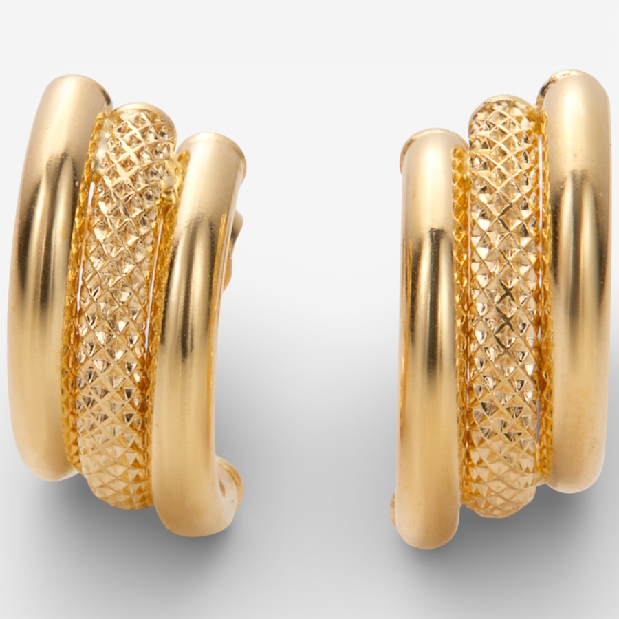 Image 115805.jpg, Product 115-805 / Price $679.99, Uno A Erre 18K Yellow Gold Triple Row Textured Earrings from UnoAErre Jewellery on TSC.ca's Jewellery department