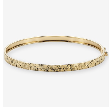 Stefano Oro 14K Yellow Gold Mirror Hinged Bangle