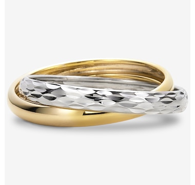 Stefano Oro 14K Two Tone Gold Embrace Double Ring