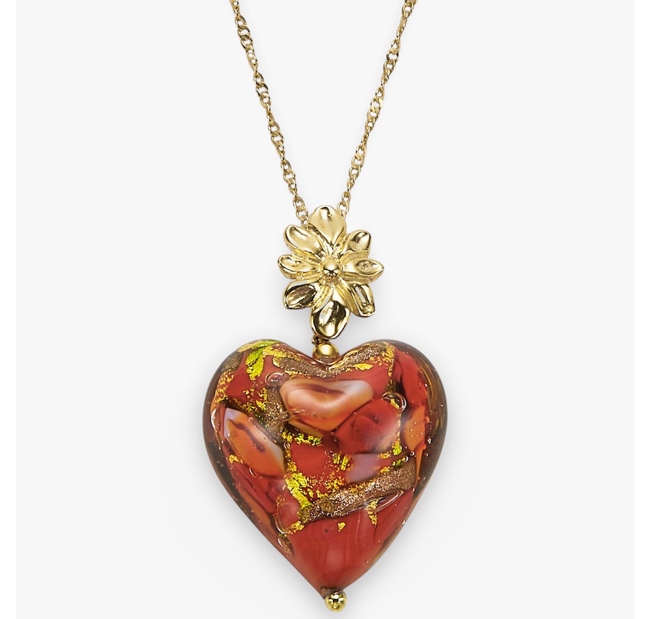 Image 115835.jpg, Product 115-835 / Price $179.99, Il Murano di Francesca Sterling Silver/18K Gold Plate Red, Orange and Gold Foil Heart Pendant from IL MURANO DI FRANCESCA on TSC.ca's Jewellery department