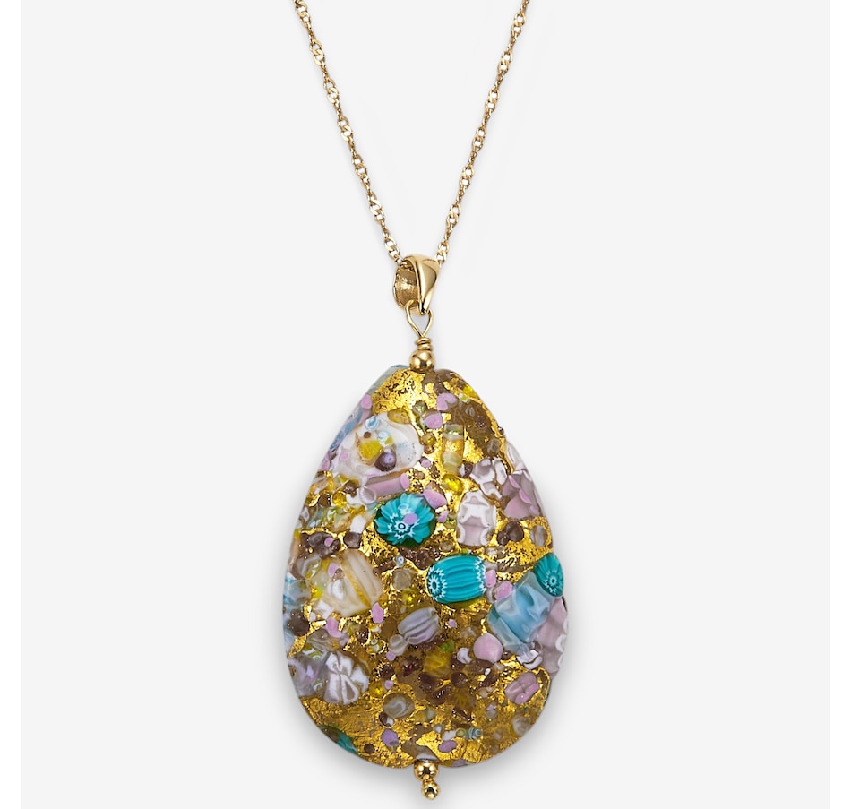 Image 115842.jpg, Product 115-842 / Price $129.99, Il Murano di Francesca Sterling Silver/18K Gold Plate Multicolour and 24K Gold Foil Heart Pendant with Chain from Il Murano Di Francesca on TSC.ca's Jewellery department