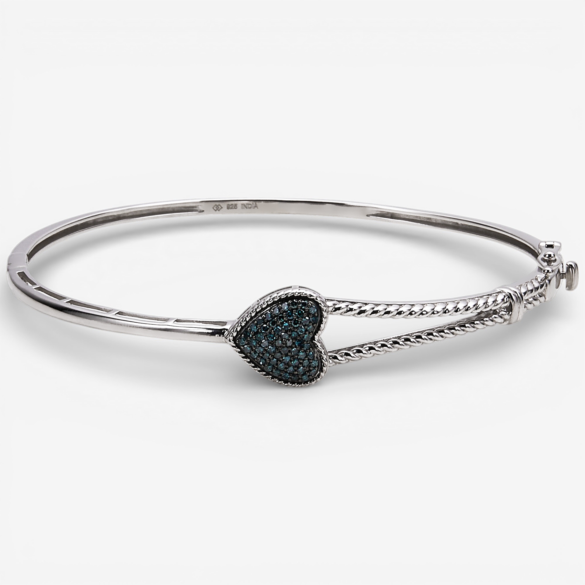 Colours of Diamonds Sterling Silver Diamond Heart Bangle - TSC.ca