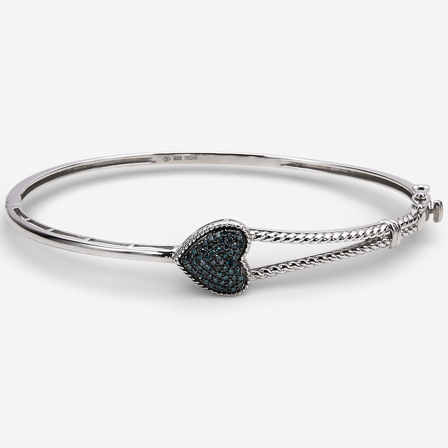 Image 115892_SIL.jpg, Product 115-892 / Price $179.99, Colours of Diamonds Sterling Silver Diamond Heart Bangle from Colours of Diamonds on TSC.ca's Jewellery department