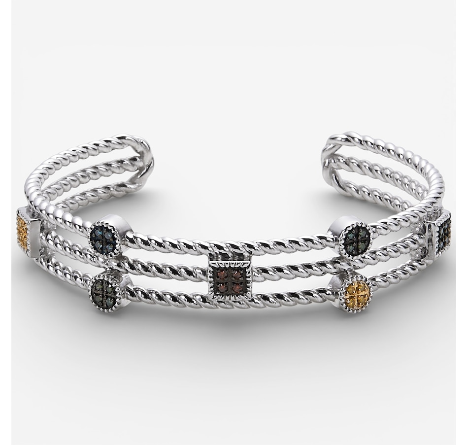 Image 115896.jpg, Product 115-896 / Price $279.99, Colours of Diamonds Sterling Silver 0.25 ctw Multi Coloured Diamond Bangle from Colours of Diamonds on TSC.ca's Jewellery department