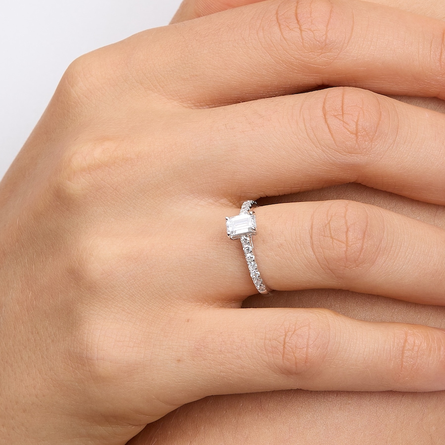 Image 115943_ALTMORE2.jpg, Product 115-943 / Price $2,299.99, EVERA Diamonds 14K White Gold 1.25ctw Emerald Cut Diamond Ring from Evera Diamonds on TSC.ca's Jewellery department