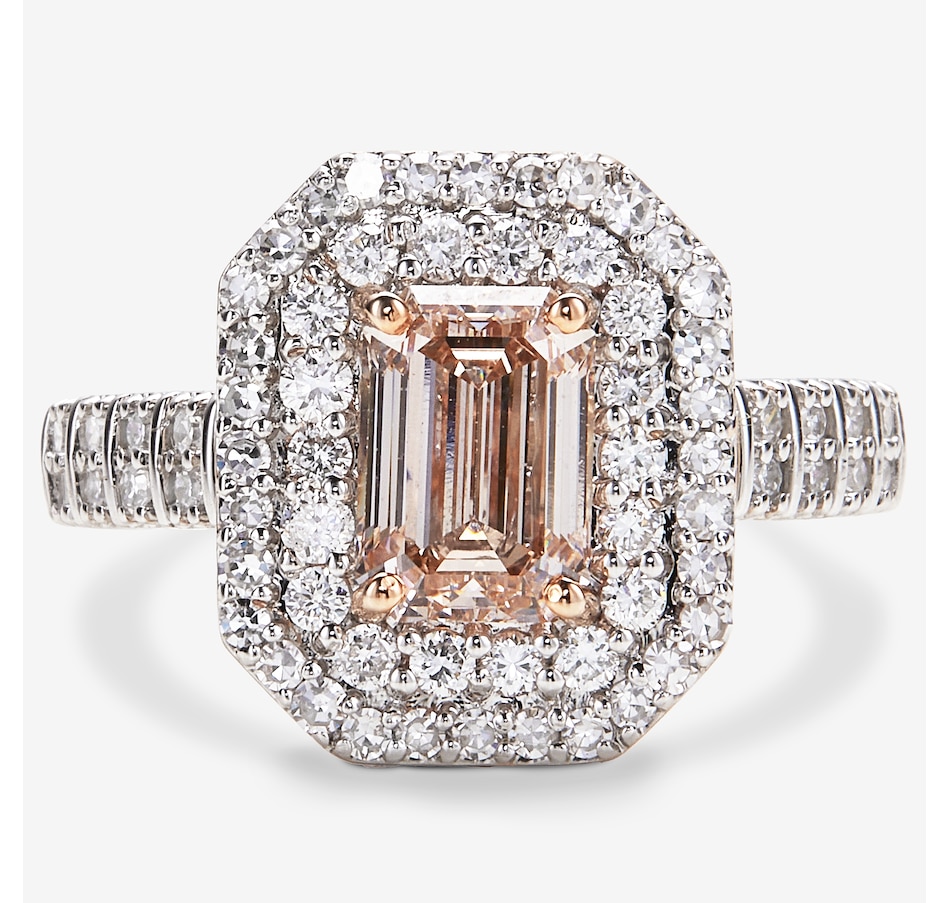 Image 115949.jpg, Product 115-949 / Price $2,799.99, EVERA Diamonds 14K Two Tone Gold 2.50ctw Emerald Cut Pink & White Diamond Ring from Evera Diamonds on TSC.ca's Jewellery department