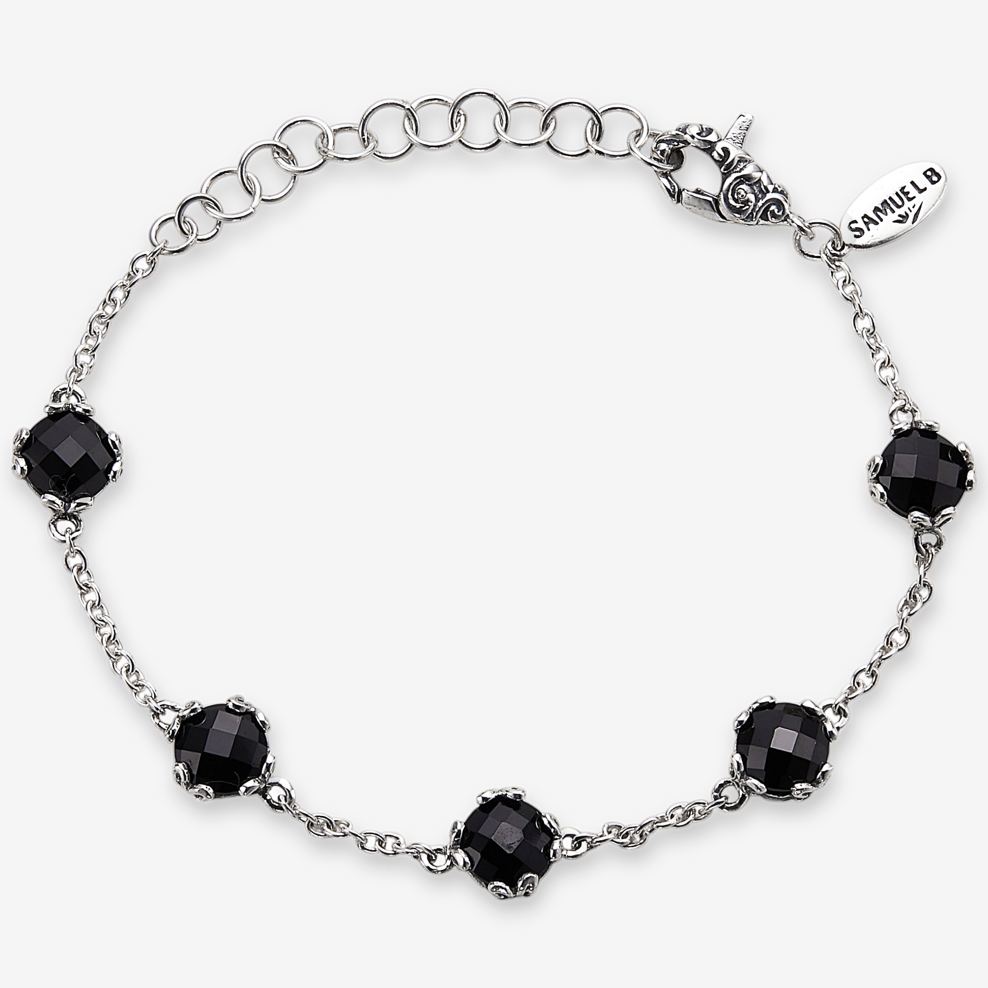 Samuel B Collection Sterling Silver 7mm Round Birthstone Station