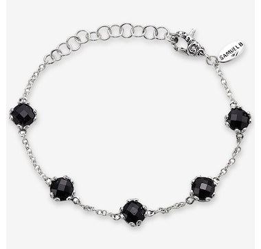 Samuel B Collection Sterling Silver 7mm Round Birthstone Station Bracelet