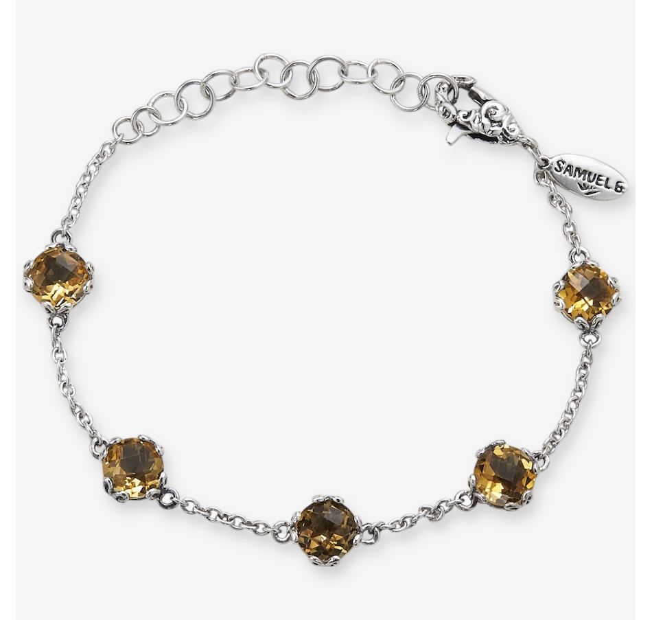 Image 115950_CIT.jpg, Product 115-950 / Price $199.99, Samuel B Collection Sterling Silver 7mm Round Birthstone Station Bracelet from Samuel B. Collection on TSC.ca's Jewellery department