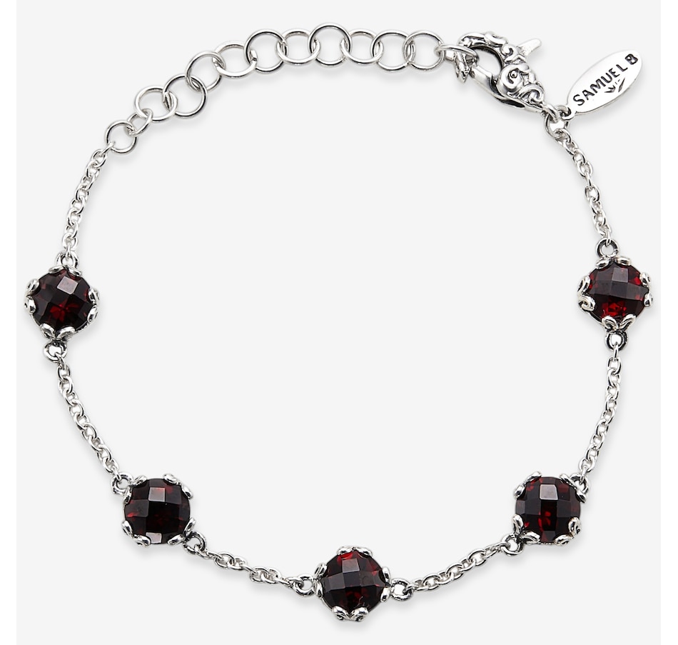 Image 115950_GAR.jpg, Product 115-950 / Price $199.99, Samuel B Collection Sterling Silver 7mm Round Birthstone Station Bracelet from Samuel B. Collection on TSC.ca's Jewellery department