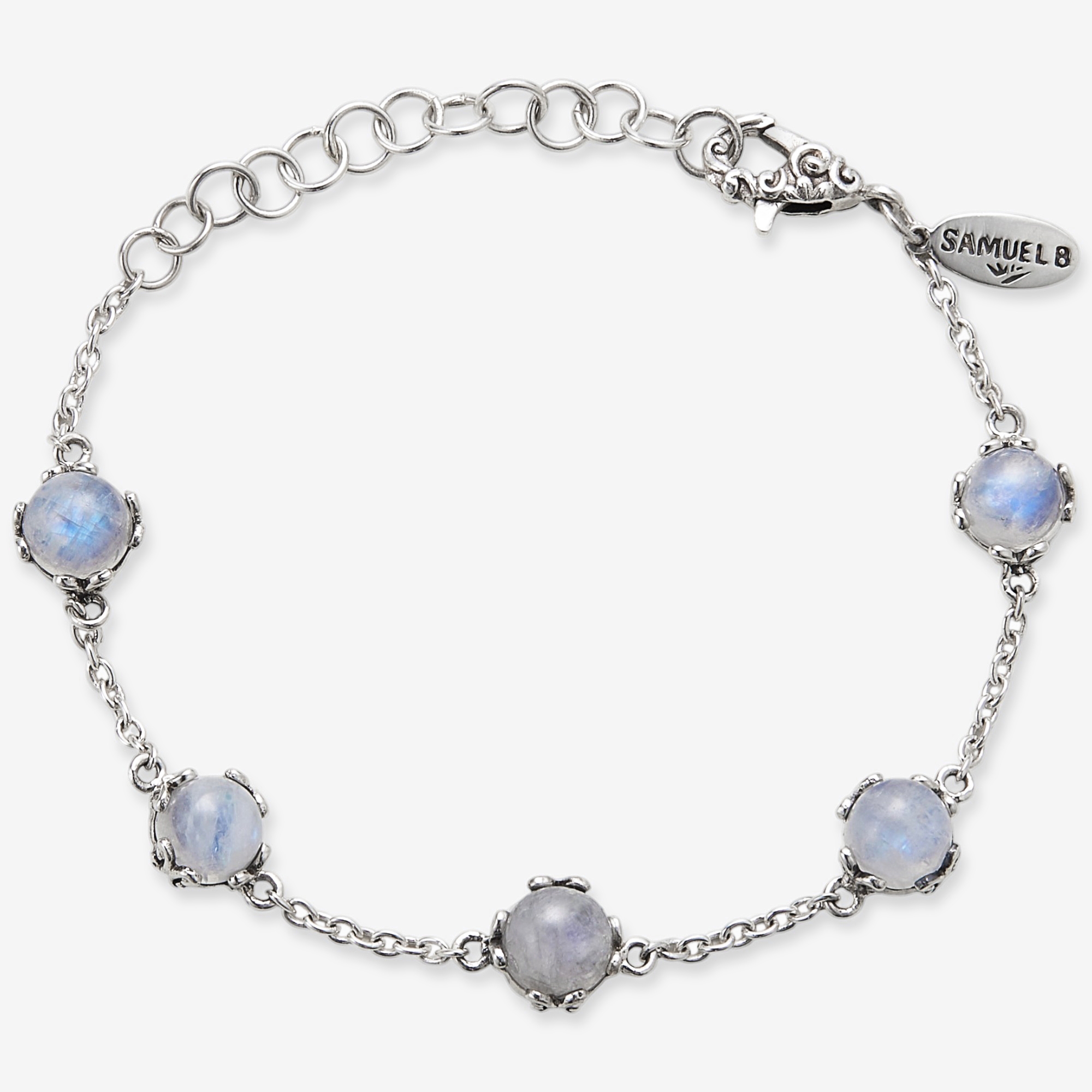 Samuel B Collection Sterling Silver 7mm Round Birthstone Station