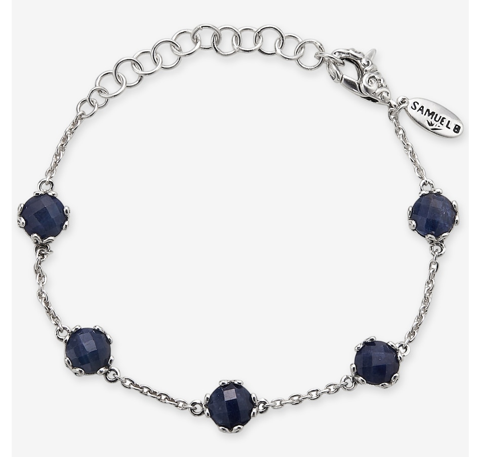 Image 115950_SAP.jpg, Product 115-950 / Price $199.99, Samuel B Collection Sterling Silver 7mm Round Birthstone Station Bracelet from Samuel B. Collection on TSC.ca's Jewellery department