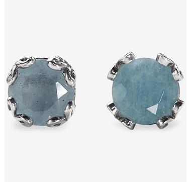 Samuel B Collection Sterling Silver Round Shape Gemstone Stud Earrings