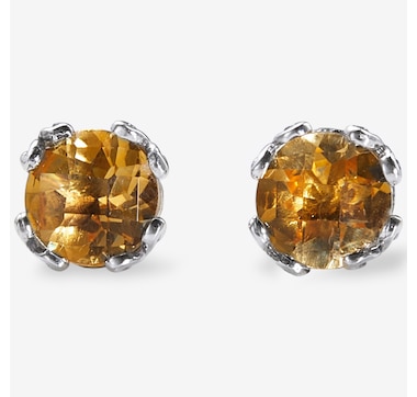 Samuel B Collection Sterling Silver Round Shape Gemstone Stud Earrings