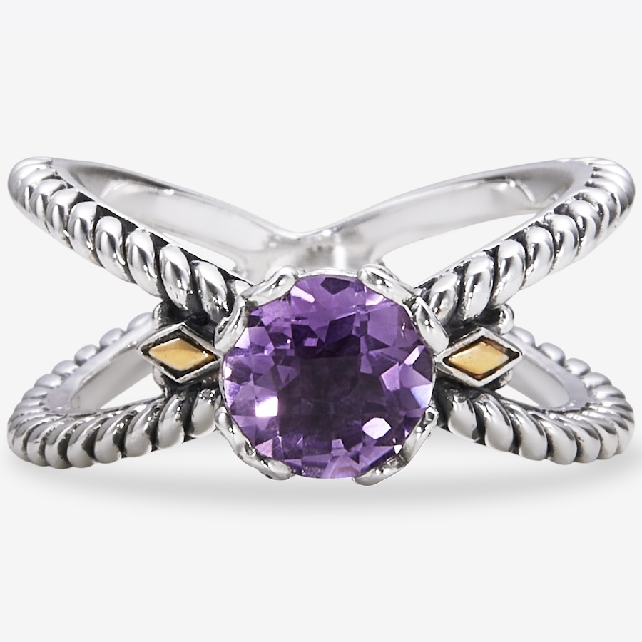 Image 115956_AMY.jpg, Product 115-956 / Price $129.99, Samuel B Collection Sterling Silver/18K "X" Design Birthstone Ring from Samuel B. Collection on TSC.ca's Jewellery department
