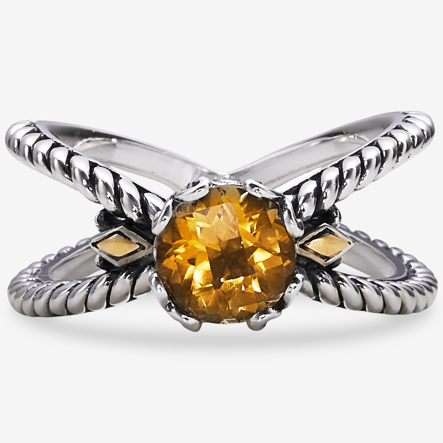 Image 115956_CIT.jpg, Product 115-956 / Price $129.99, Samuel B Collection Sterling Silver/18K "X" Design Birthstone Ring from Samuel B. Collection on TSC.ca's Jewellery department