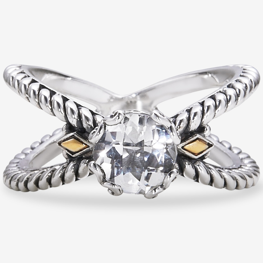 Image 115956_WTOP.jpg, Product 115-956 / Price $129.99, Samuel B Collection Sterling Silver/18K "X" Design Birthstone Ring from Samuel B. Collection on TSC.ca's Jewellery department