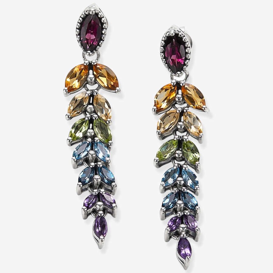 Image 115960.jpg, Product 115-960 / Price $399.99, Samuel B Collection Sterling Silver Multi Gemstone Feather Drop Earrings from Samuel B. Collection on TSC.ca's Jewellery department