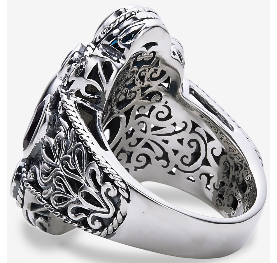 Samuel B. Collection Sterling Silver Balinese Design Multi Gemstone ...