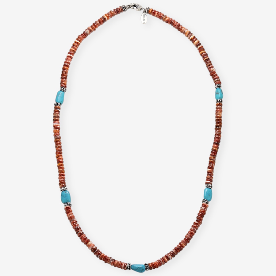 Image 115981.jpg, Product 115-981 / Price $329.99, Samuel B Collection Sterling Silver Spiny Oyster And Turquoise Station Necklace from Samuel B. Collection on TSC.ca's Jewellery department