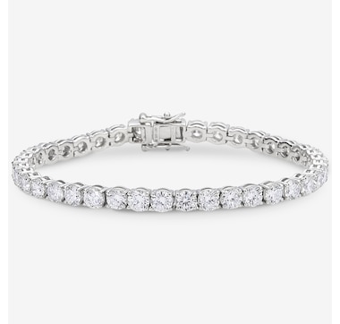 EVERA Diamonds Sterling Silver Rhodium Plate 12.00ctw Diamond Tennis Bracelet