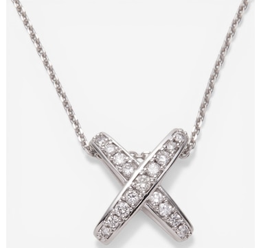 14K Gold 0.25ctw Diamond "X" Pendant with Chain