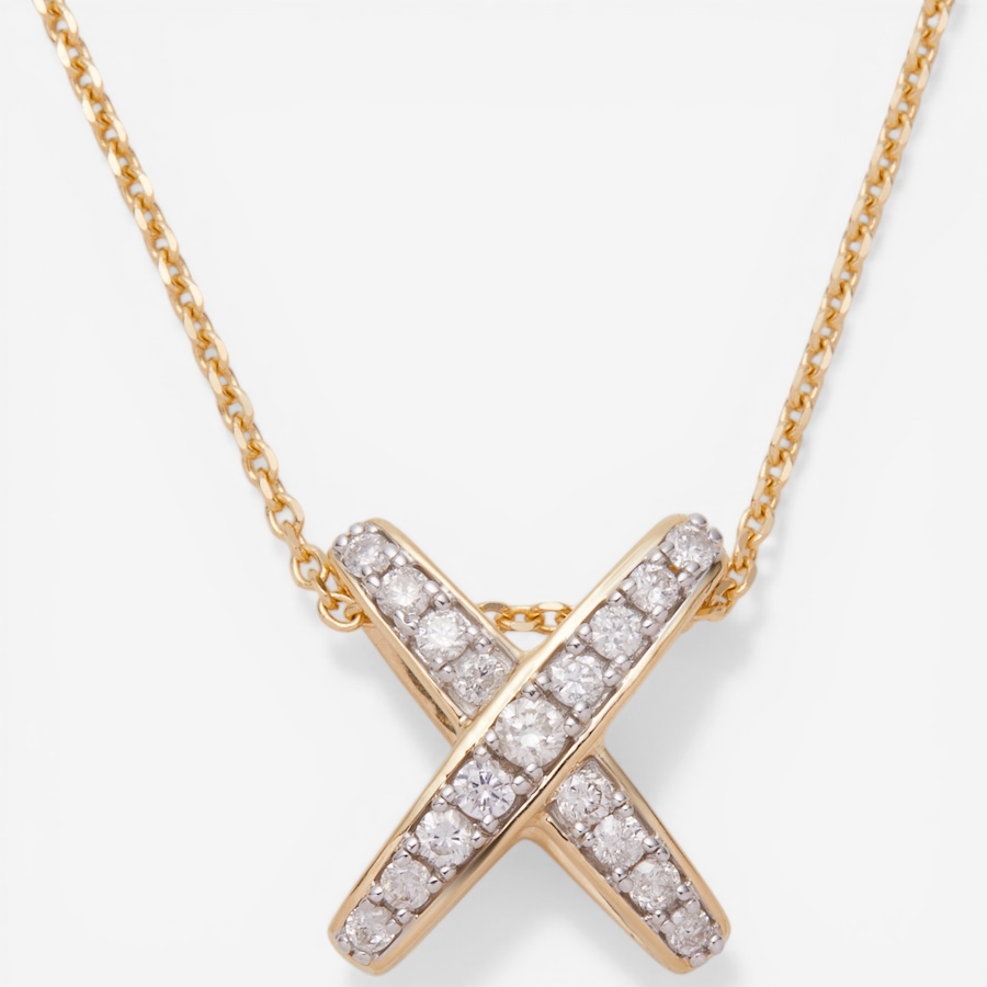 Image 116008_YGL.jpg, Product 116-008 / Price $2,199.99, 14K Gold 0.25ctw Diamond "X" Pendant with Chain from Diamond Show on TSC.ca's Jewellery department