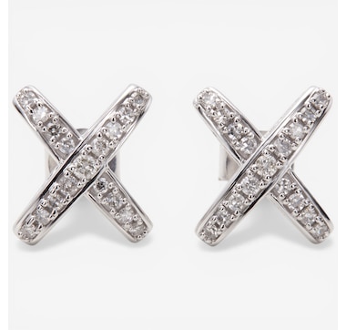 14K Gold 0.25ctw Diamond "X" Stud Earrings