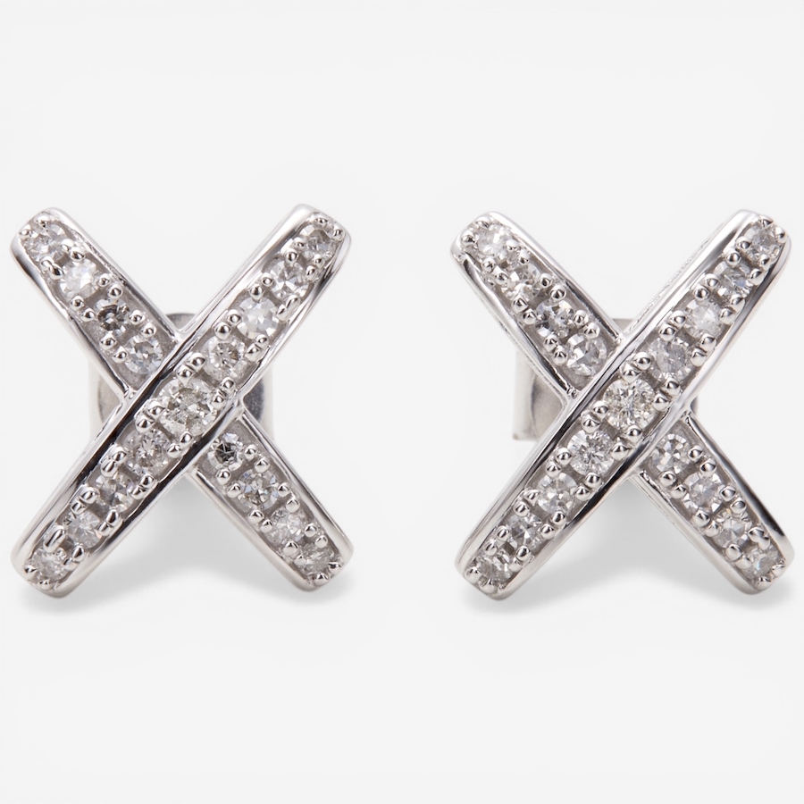 Image 116009_WGL.jpg, Product 116-009 / Price $999.99, 14K Gold 0.25ctw Diamond "X" Stud Earrings from Diamond Show on TSC.ca's Jewellery department