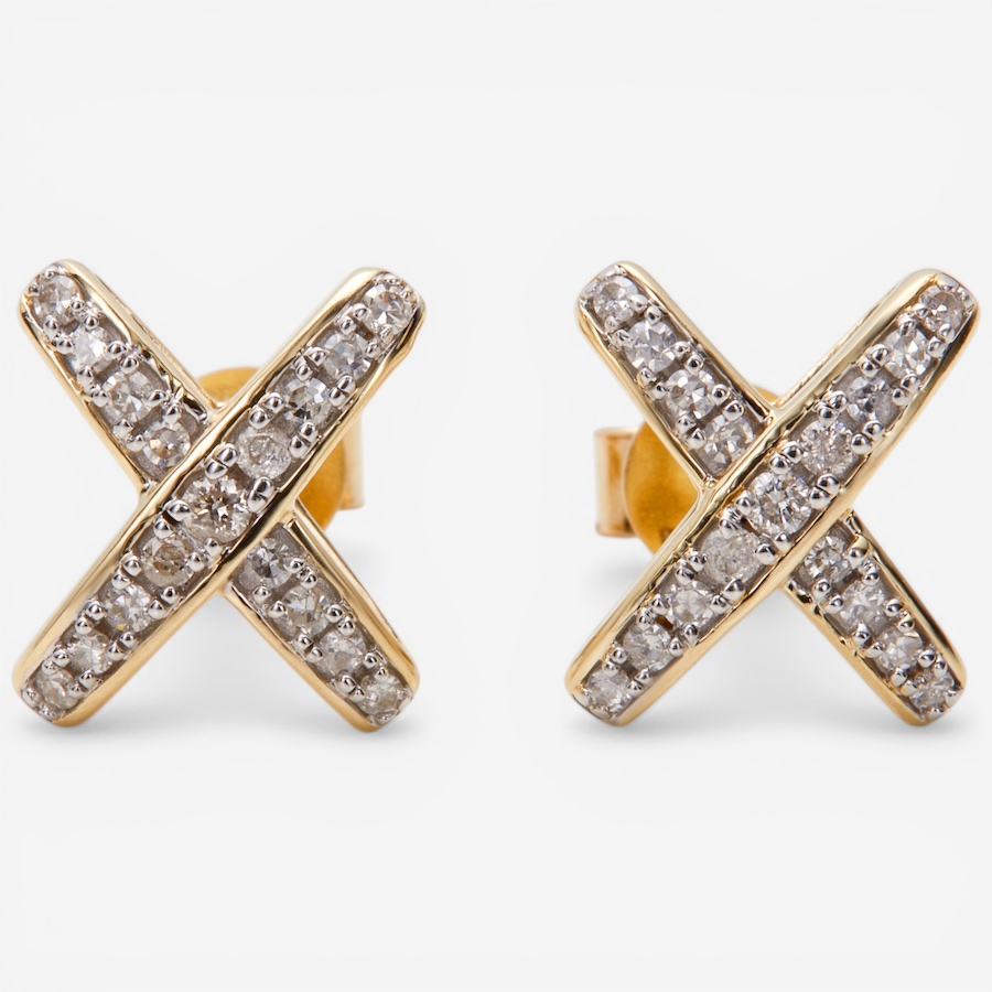 Image 116009_YGL.jpg, Product 116-009 / Price $999.99, 14K Gold 0.25ctw Diamond "X" Stud Earrings from Diamond Show on TSC.ca's Jewellery department