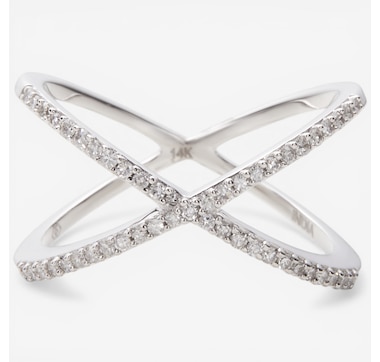 14K Gold 0.25ctw Diamond "X" Ring