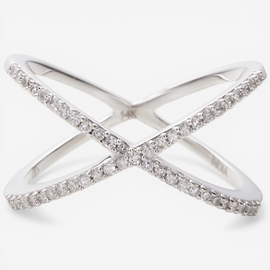 Image 116010_WGL.jpg, Product 116-010 / Price $1,599.99, 14K Gold 0.25ctw Diamond "X" Ring from Diamond Show on TSC.ca's Jewellery department