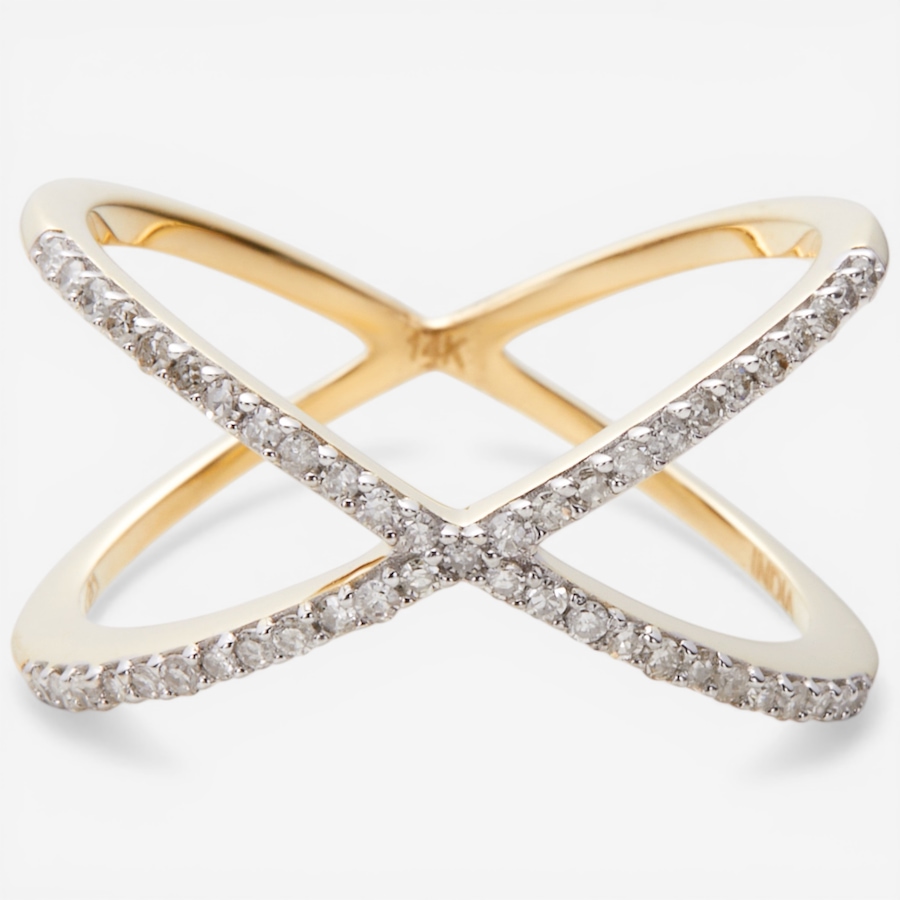 Image 116010_YGL.jpg, Product 116-010 / Price $1,599.99, 14K Gold 0.25ctw Diamond "X" Ring from Diamond Show on TSC.ca's Jewellery department