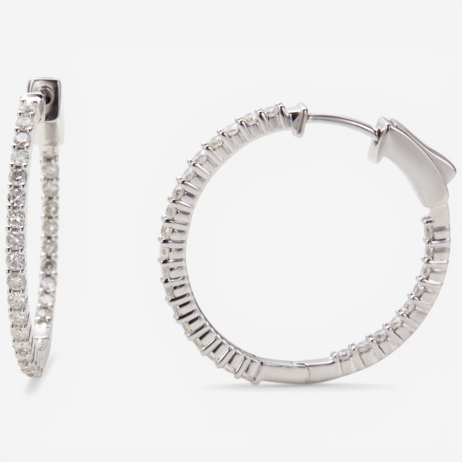 Image 116012_1PCT.jpg, Product 116-012 / Price $3,499.99 - $6,499.99, 14K White Gold Diamond Hoop Earrings from Diamond Show on TSC.ca's Jewellery department