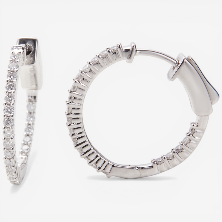 Image 116012_P50CT.jpg, Product 116-012 / Price $3,499.99 - $6,499.99, 14K White Gold Diamond Hoop Earrings from Diamond Show on TSC.ca's Jewellery department