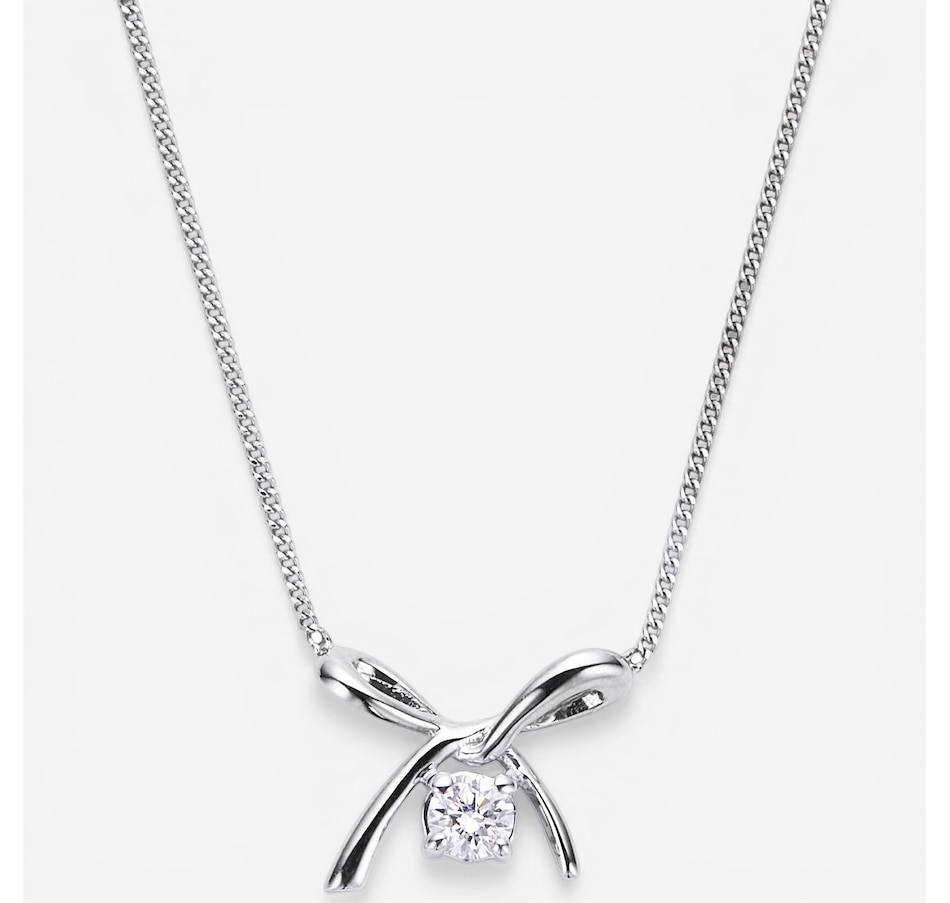Image 116016.jpg, Product 116-016 / Price $1,049.99, Canadian Ice 10K White Gold Diamond Bow Pendant Necklace from Canadian Ice Diamonds on TSC.ca's Jewellery department