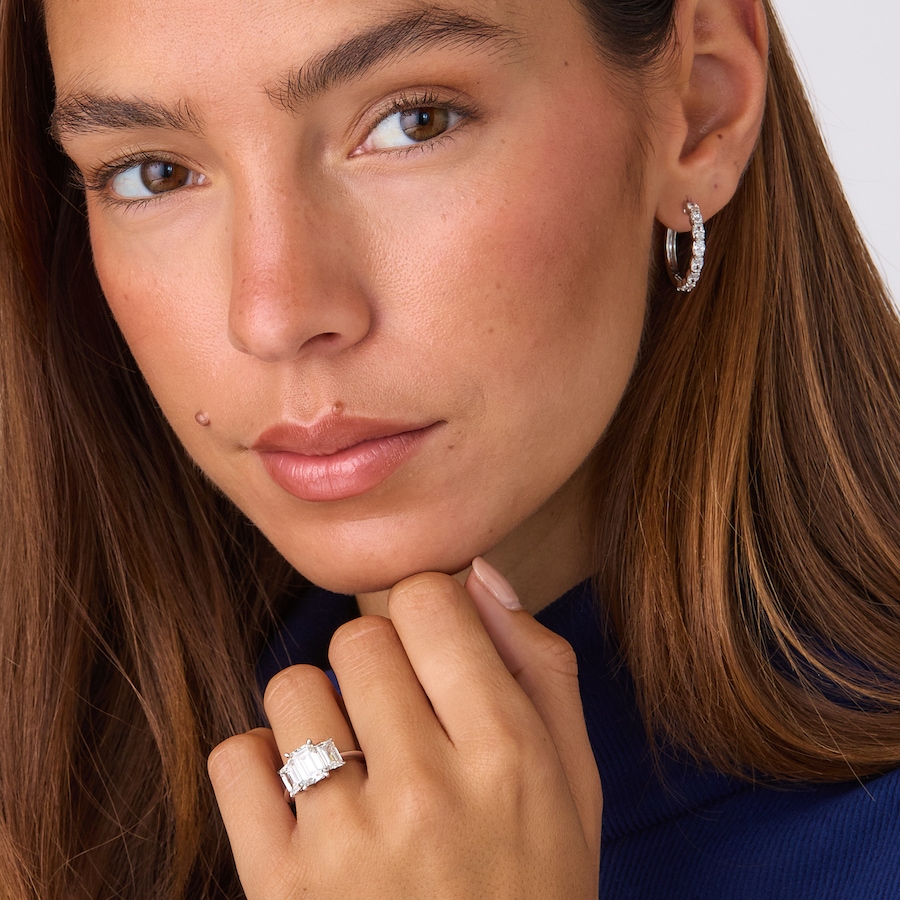 Image 116045_ALTMORE201.jpg, Product 116-045 / Price $6,399.99, EVERA Diamonds 18K White Gold Emerald Cut Trinity Ring from Evera Diamonds on TSC.ca's Jewellery department