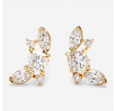 EVERA Diamonds 18K Yellow Gold Multi Shape Diamond Earrings