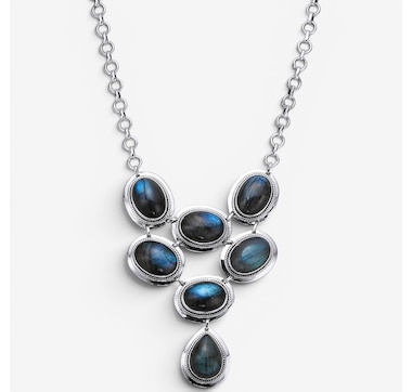 Himalayan Gems Sterling Silver Special Edition Labradorite Disc Necklace