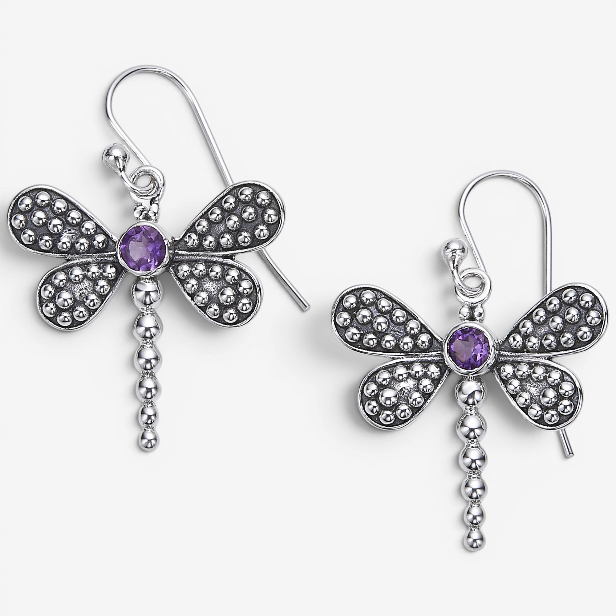 Himalayan Gems Sterling Silver Dragonfly French Wire Earrings - TSC.ca