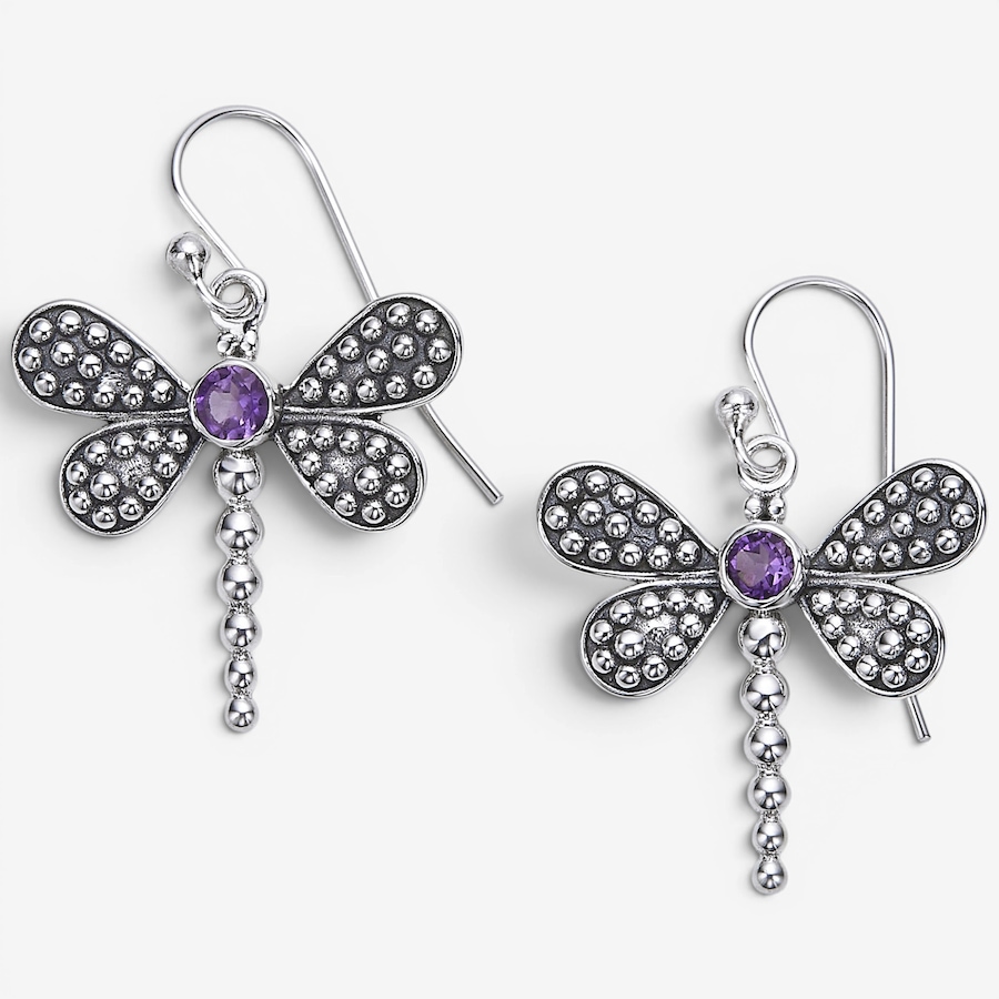Image 116068_AMY.jpg, Product 116-068 / Price $249.99, Himalayan Gems Sterling Silver Dragonfly French Wire Earrings from Himalayan Gems on TSC.ca's Jewellery department