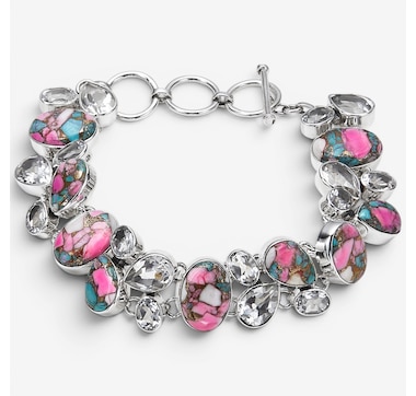 Himalayan Gems Sterling Silver Gemstone Toggle Bracelet