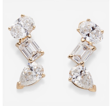 EVERA Diamonds 14K White Gold Multi Shape Diamond Earrings