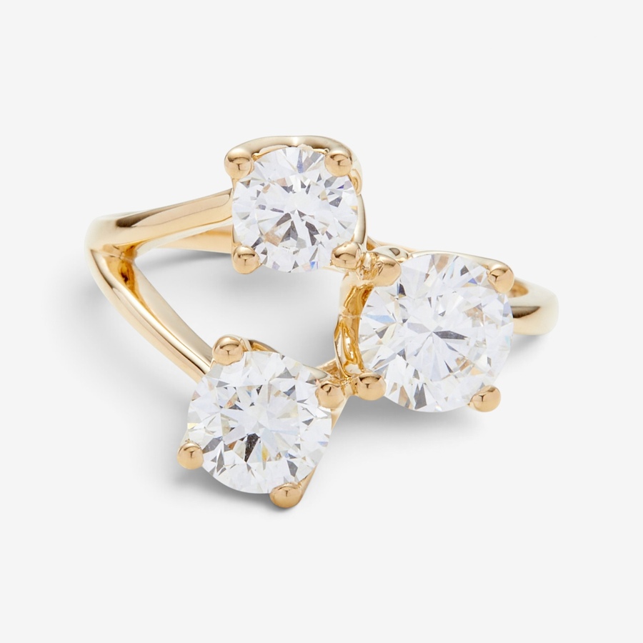 Image 116098.jpg, Product 116-098 / Price $2,499.99, EVERA Diamonds Couture Collection 14K Yellow Gold Off 3 Stone Diamond Ring from Evera Diamonds on TSC.ca's Jewellery department