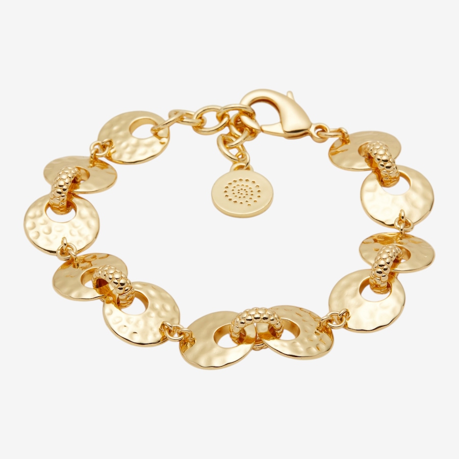 Image 116113.jpg, Product 116-113 / Price $149.99, Etrusca Gioielli 18K Yellow Gold Plate Hammered Disc Alternate with Bubble Oval Link Bracelet from Etrusca Jewellery on TSC.ca's Jewellery department