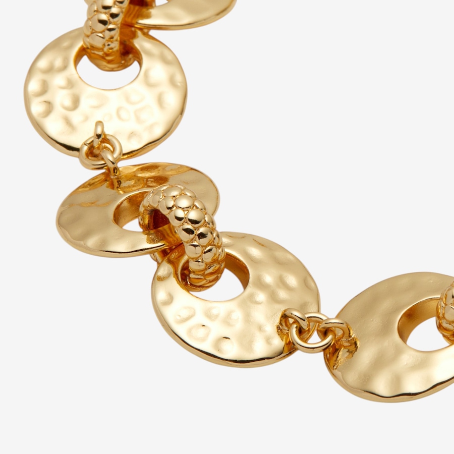 Image 116113_ALTMORE1.jpg, Product 116-113 / Price $149.99, Etrusca Gioielli 18K Yellow Gold Plate Hammered Disc Alternate with Bubble Oval Link Bracelet from Etrusca Jewellery on TSC.ca's Jewellery department