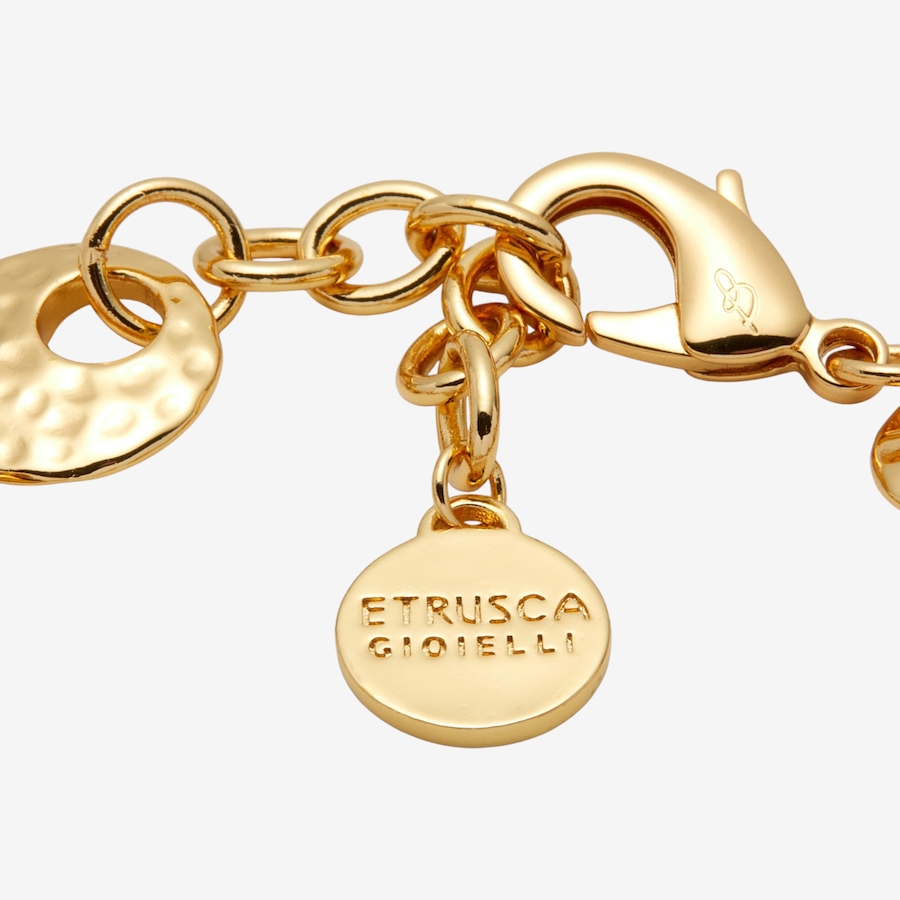 Image 116113_ALTMORE2.jpg, Product 116-113 / Price $149.99, Etrusca Gioielli 18K Yellow Gold Plate Hammered Disc Alternate with Bubble Oval Link Bracelet from Etrusca Jewellery on TSC.ca's Jewellery department